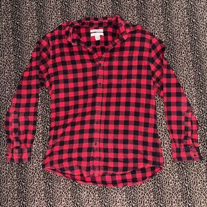 Black Red Plaid Button-Up Shirt Size S Men’s Grunge Streetwear